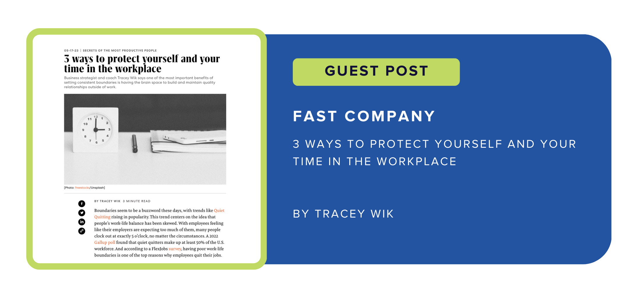 Guest Post in Fast Company: "3 ways to protect yourself and your time in the workplace" by Tracey Wik